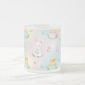 Cute Bunny Chick & Lamb Easter Pattern フロストグラスマグカップ (中央)