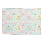 Cute Bunny Chick & Lamb Easter Pattern 枕カバー (裏面)