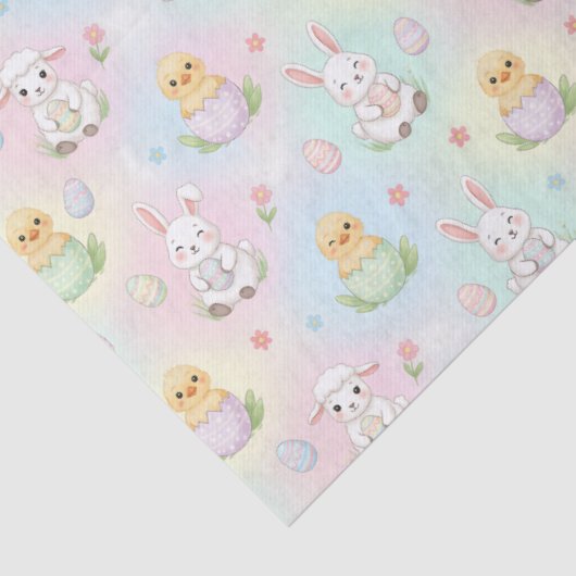 Cute Bunny Chick & Lamb Easter Pattern 薄葉紙 (詳細)