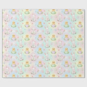 Cute Bunny Chick & Lamb Easter Pattern Kids  ラッピングペーパー (フラット)