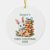 Cute Bunny Christmas セラミックオーナメント (正面)