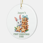 Cute Bunny Christmas セラミックオーナメント (左)