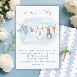 Cute Bunny Clothesline Baby Shower Book Request エンクロージャーカード