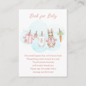 Cute Bunny Clothesline Baby Shower Book Request エンクロージャーカード (正面)