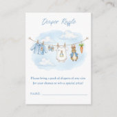 Cute Bunny Clothesline Baby Shower Diaper Raffle エンクロージャーカード (正面)