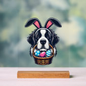 Cute Bunny Ear Saint Bernard Dog Easter Egg Owner アクリルサイン (ニュートラル)