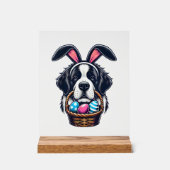 Cute Bunny Ear Saint Bernard Dog Easter Egg Owner  アクリルサイン (正面)