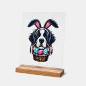Cute Bunny Ear Saint Bernard Dog Easter Egg Owner アクリルサイン (傾斜)