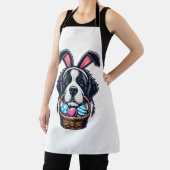 Cute Bunny Ear Saint Bernard Dog Easter Egg Owner  エプロン (インサイチュ)