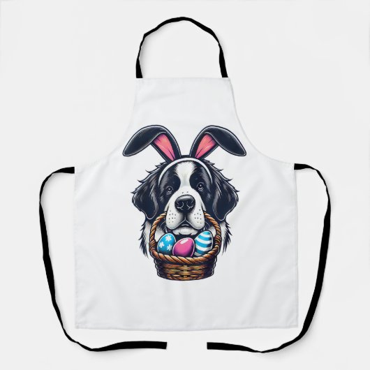Cute Bunny Ear Saint Bernard Dog Easter Egg Owner  エプロン (正面)