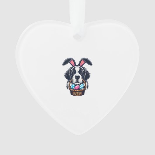 Cute Bunny Ear Saint Bernard Dog Easter Egg Owner  オーナメント (正面)