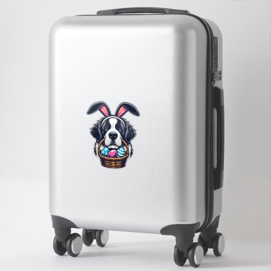Cute Bunny Ear Saint Bernard Dog Easter Egg Owner  シール (スーツケース)