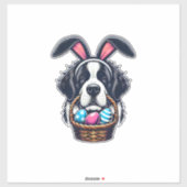 Cute Bunny Ear Saint Bernard Dog Easter Egg Owner  シール (シート)