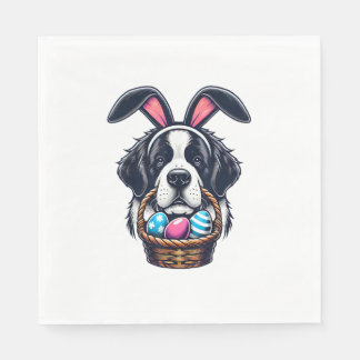Cute Bunny Ear Saint Bernard Dog Easter Egg Owner  スタンダードランチョンナプキン