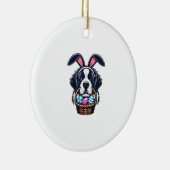 Cute Bunny Ear Saint Bernard Dog Easter Egg Owner  セラミックオーナメント (右)