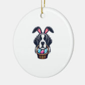 Cute Bunny Ear Saint Bernard Dog Easter Egg Owner  セラミックオーナメント (左)