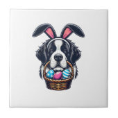 Cute Bunny Ear Saint Bernard Dog Easter Egg Owner  タイル (正面)