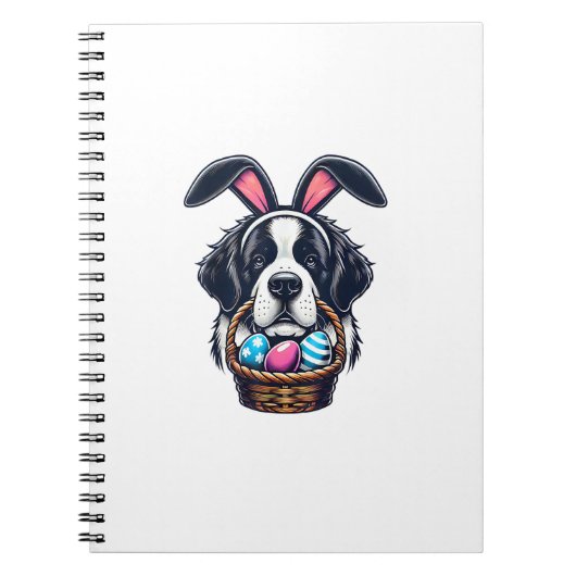 Cute Bunny Ear Saint Bernard Dog Easter Egg Owner  ノートブック (正面)