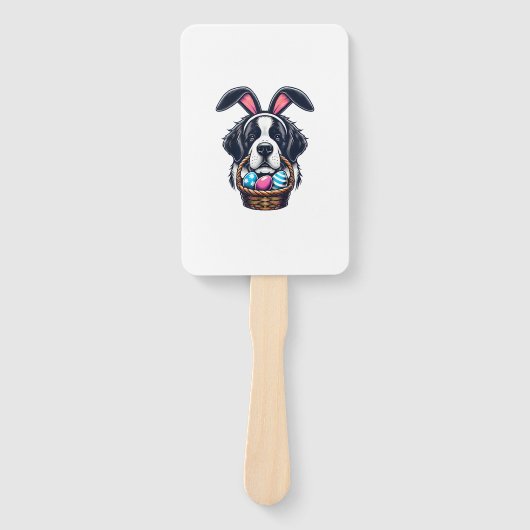 Cute Bunny Ear Saint Bernard Dog Easter Egg Owner  ハンドファン (正面)