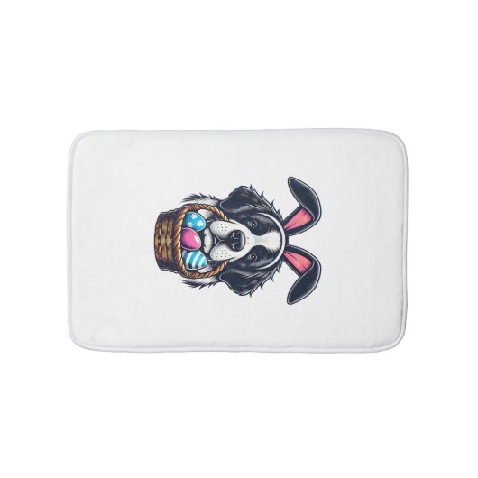 Cute Bunny Ear Saint Bernard Dog Easter Egg Owner  バスマット (正面)