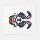 Cute Bunny Ear Saint Bernard Dog Easter Egg Owner  フリースブランケット (正面(横))