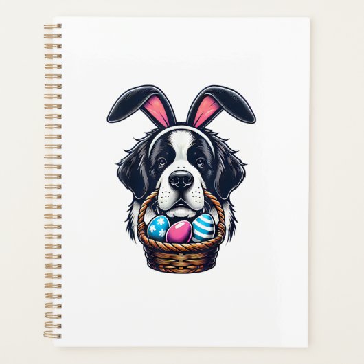 Cute Bunny Ear Saint Bernard Dog Easter Egg Owner  プランナー手帳 (正面)