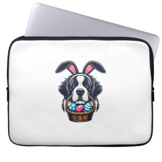 Cute Bunny Ear Saint Bernard Dog Easter Egg Owner  ラップトップスリーブ