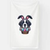 Cute Bunny Ear Saint Bernard Dog Easter Egg Owner  横断幕 (縦)