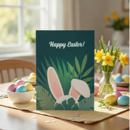 Cute Bunny Ears Easter Thank You Card サンキューカード