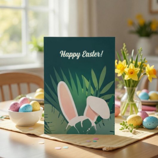 Cute Bunny Ears Easter Thank You Card サンキューカード