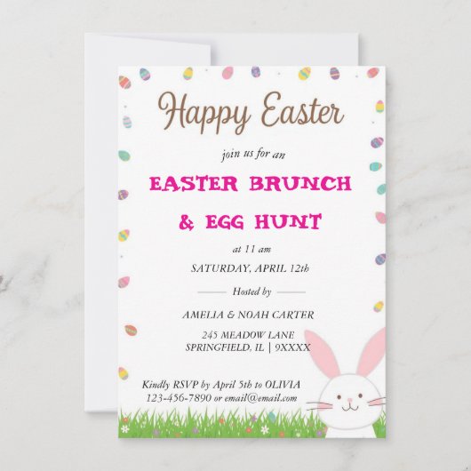 Cute Bunny  Easter BRUNCH & HUNT 招待状 (正面)