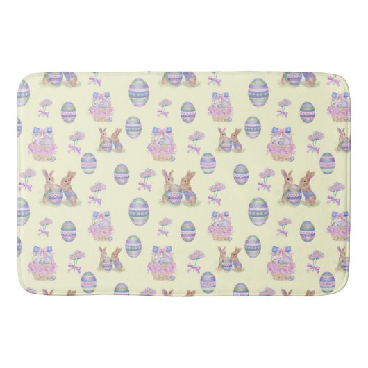 Cute Bunny Easter Egg Bath Mat バスマット (正面)
