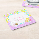 Cute Bunny Easter Egg Hunt スクエアペーパーコースター (アングル)