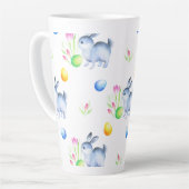 Cute Bunny Easter Egg Pattern, Happy Easter カフェラテマグ (左アングル)