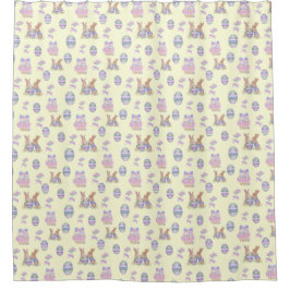 Cute Bunny Easter Egg Shower Curtain シャワーカーテン