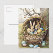 Cute Bunny Easter Eggs  シーズンポストカード (正面/裏面)