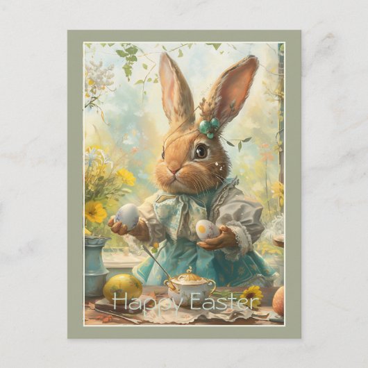 Cute Bunny Easter Eggs  シーズンポストカード (正面)