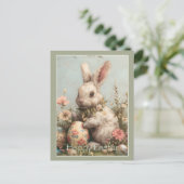 Cute Bunny Easter Eggs Floral  シーズンポストカード (スタンド正面)