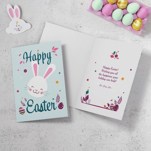 Cute bunny Easter greeting card. シーズンカード