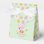 Cute Bunny & Egg Pattern Green Kids Birthday フェイバーボックス (正面サイド)