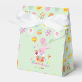 Cute Bunny & Egg Pattern Green Kids Birthday フェイバーボックス