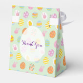 Cute Bunny & Egg Pattern Green Kids Birthday フェイバーボックス (裏面サイド)