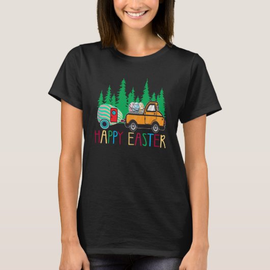 Cute Bunny Eggs Easter Camping Happy Easter Day Ca Tシャツ (正面)