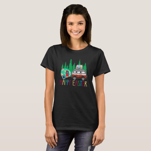 Cute Bunny Eggs Easter Camping Happy Easter Day Ca Tシャツ (正面フル)