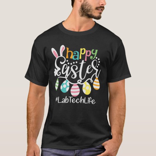 Cute Bunny Eggs Happy Easter Lab Tech Laboratory T Tシャツ (正面)