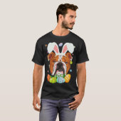 Cute Bunny English Bulldog Dog Head & Easter Egg E Tシャツ (正面フル)