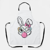 Cute Bunny Face Bubblegum Glasses Pink Coquette Bo エプロン (正面)