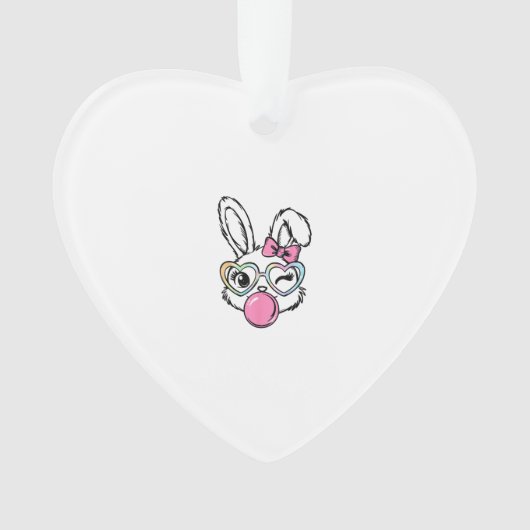 Cute Bunny Face Bubblegum Glasses Pink Coquette Bo オーナメント (正面)