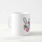 Cute Bunny Face Bubblegum Glasses Pink Coquette Bo コーヒーマグカップ (正面左)