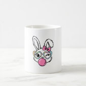 Cute Bunny Face Bubblegum Glasses Pink Coquette Bo コーヒーマグカップ (中央)
